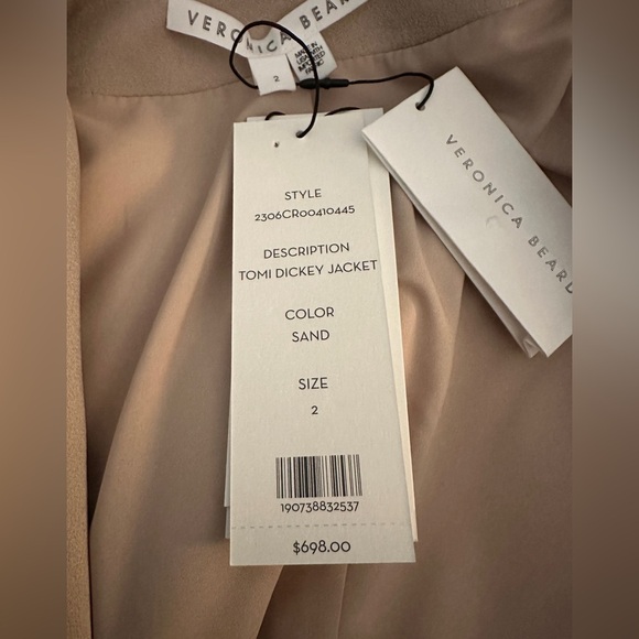 Veronica beard Size 2 Suit In Sand. Tomi Dickey Jacket And Robinne Pants NWT - Picture 7 of 15